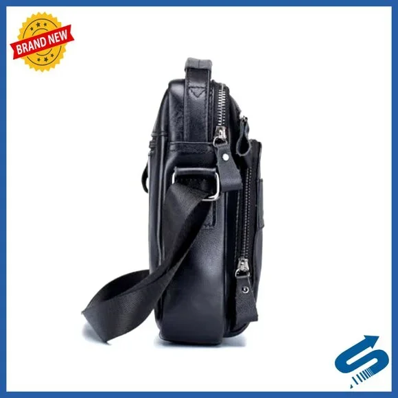 Genuine Leather Crossbody Bag with Multiple Pockets for Everyday Carry